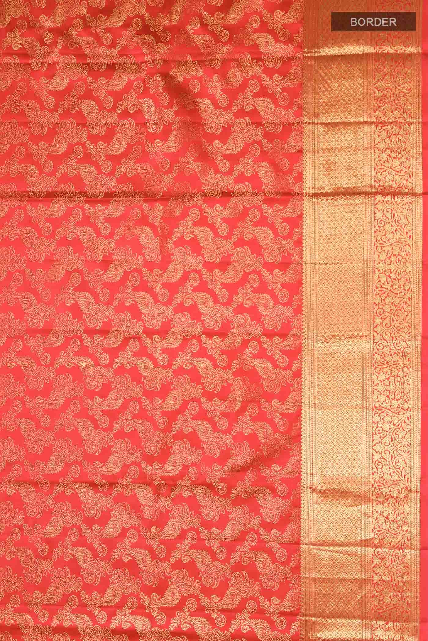 Orange Kanchipuram Silk Saree - Image 5