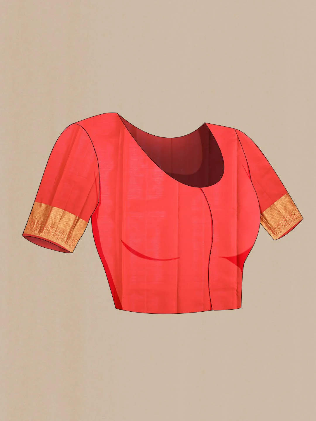 Orange Kanchipuram Silk Saree - Image 6