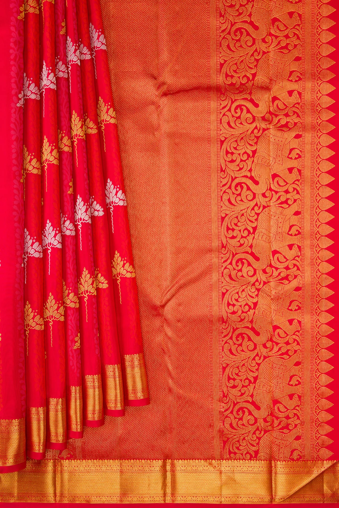Red Kanchipuram Silk Saree - Image 4