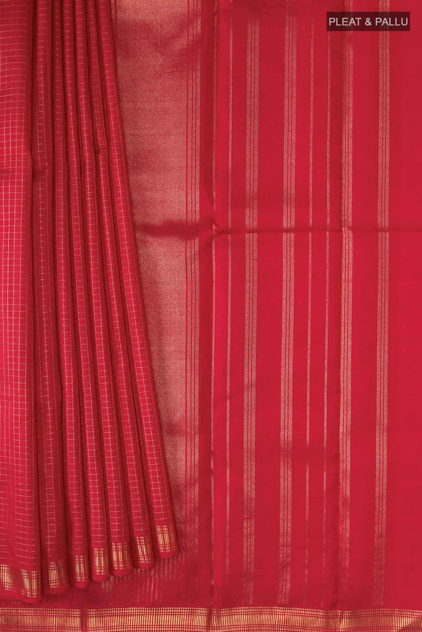 Pure Silk Pure Zari Red Kanchipuram Saree - Image 2
