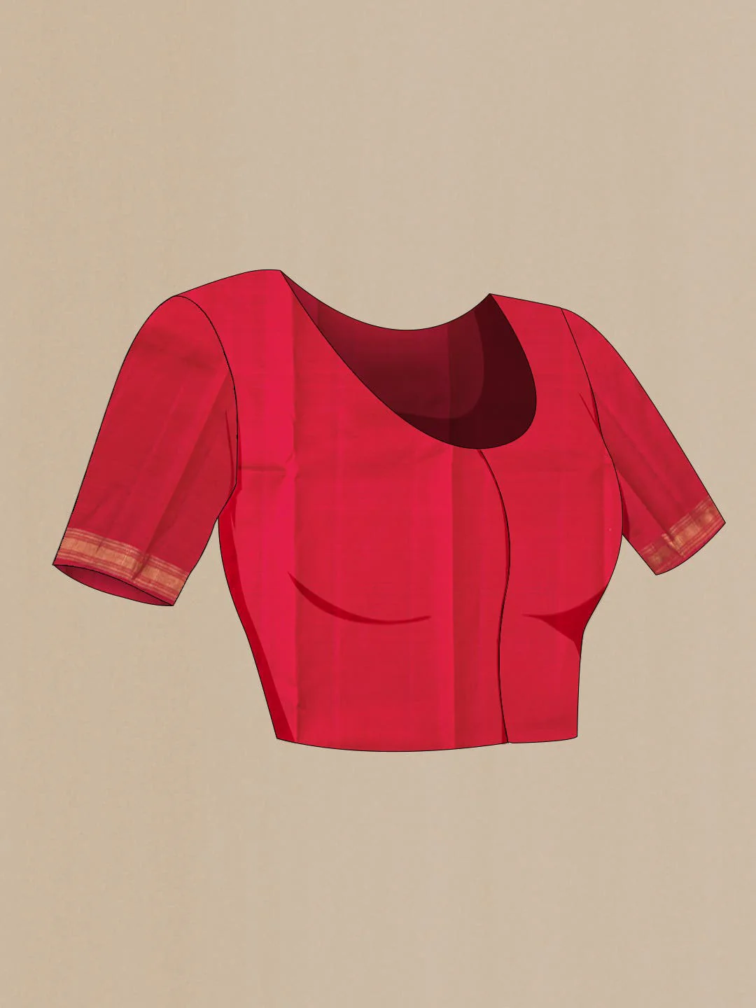 Pure Silk Pure Zari Red Kanchipuram Saree - Image 7