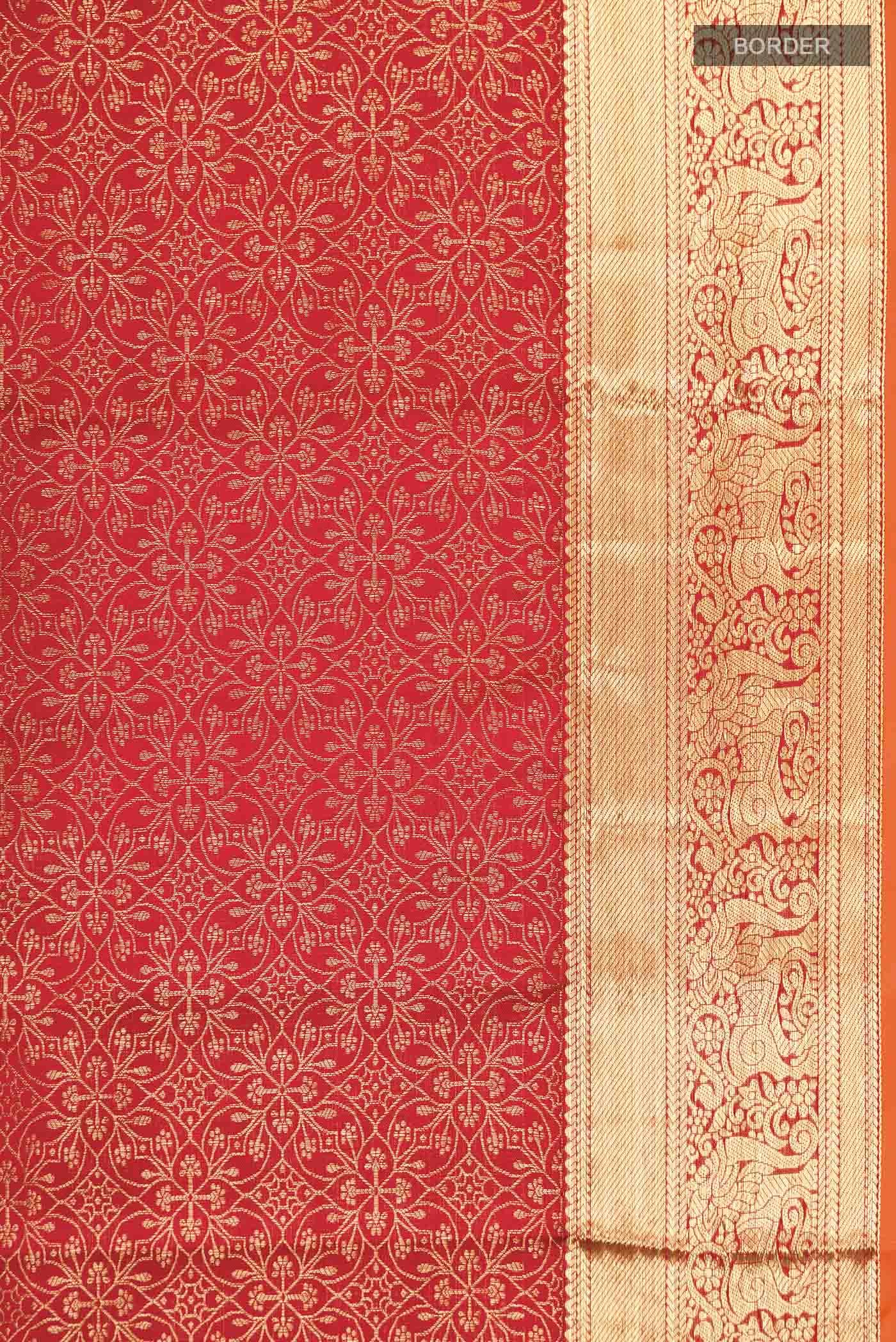 Red Kanchipuram Silk Saree - Image 5