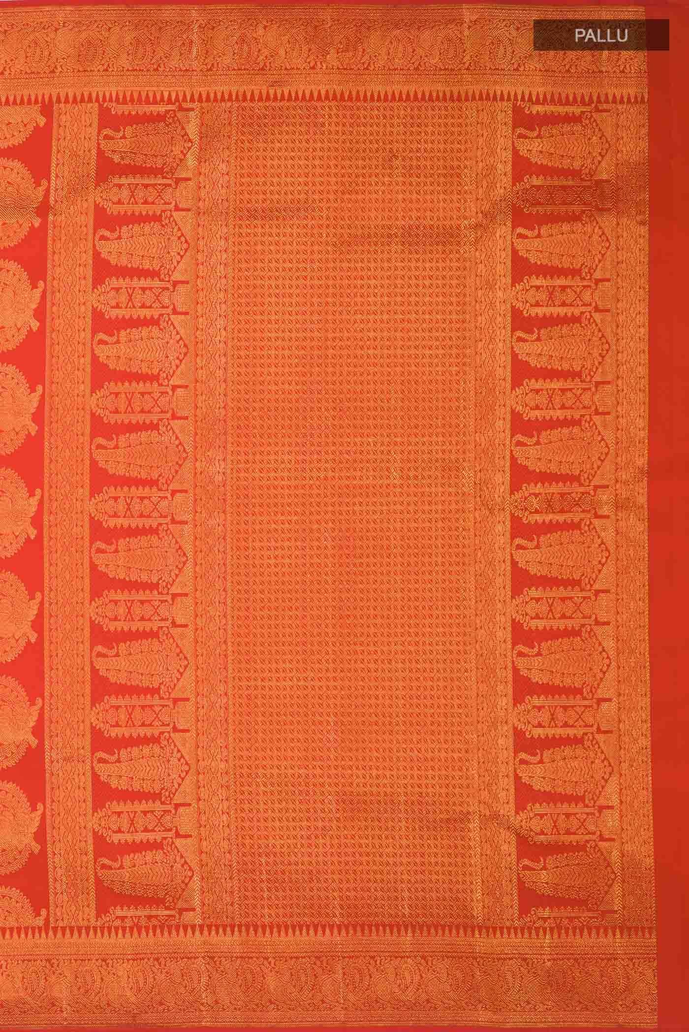 Pure Silk Pure Zari Red Kanjivaram Saree - Image 5