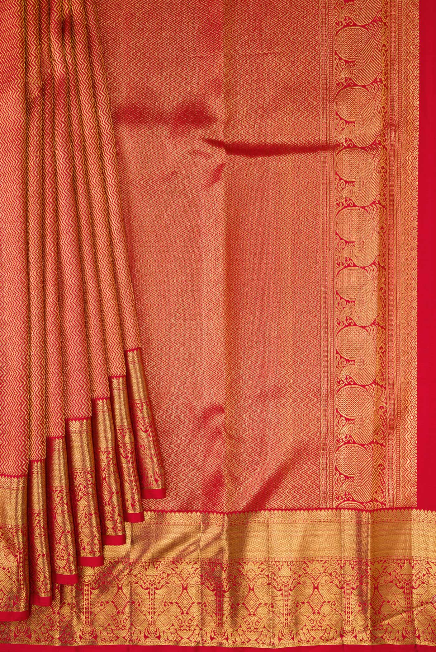 Red Kanchipuram Silk Saree - Image 4