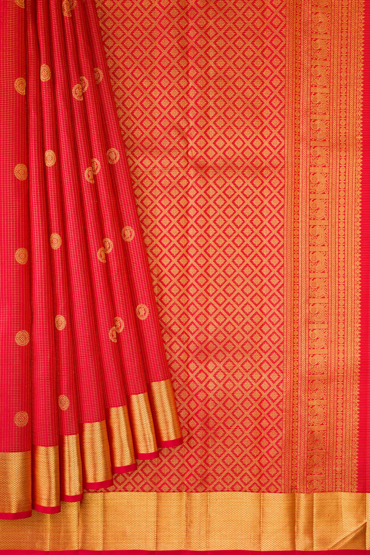 Red Kanchipuram Silk Saree - Image 4