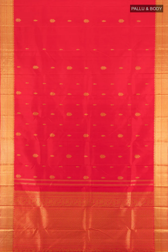 Pure Silk Pure Zari Red Kanjivaram Saree - Image 5