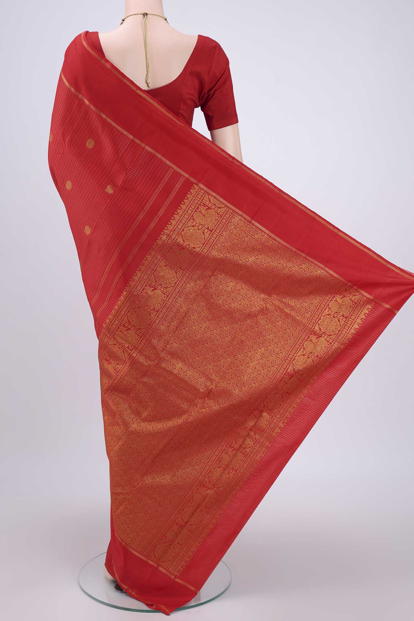 Red Kanjivaram Silk Saree - Image 3