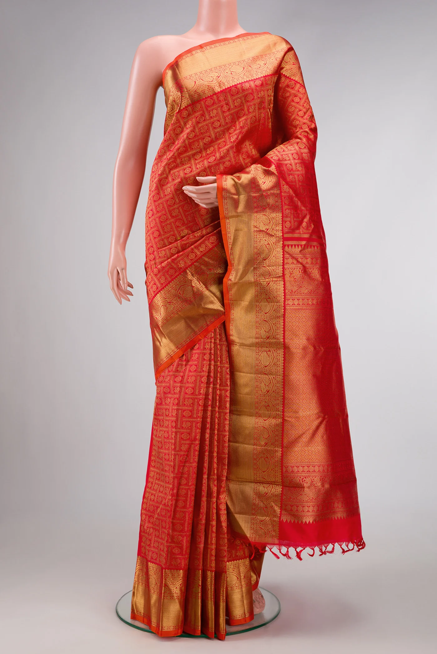 Pure Silk Pure Zari Red Kanjivaram Saree