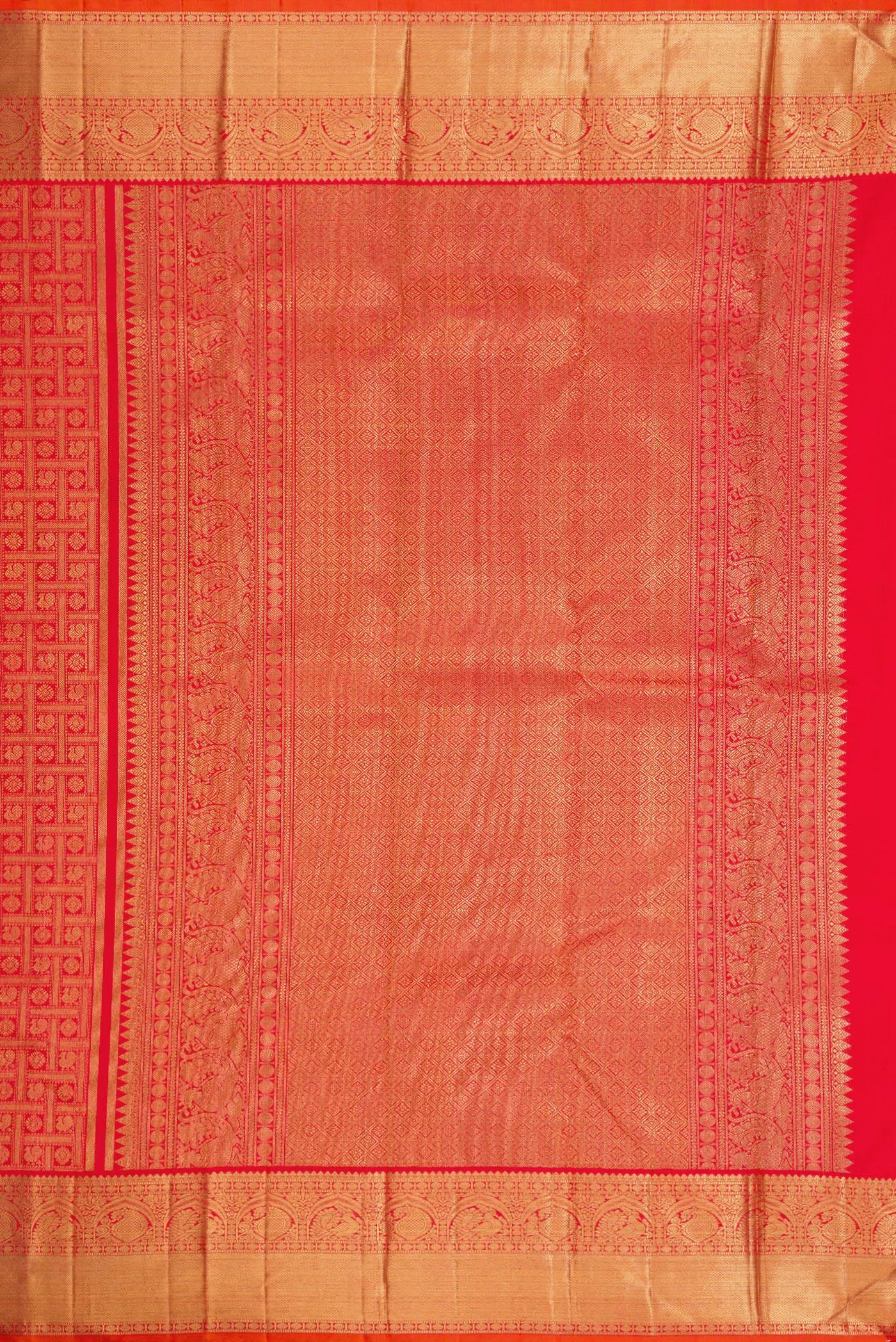 Pure Silk Pure Zari Red Kanjivaram Saree - Image 7
