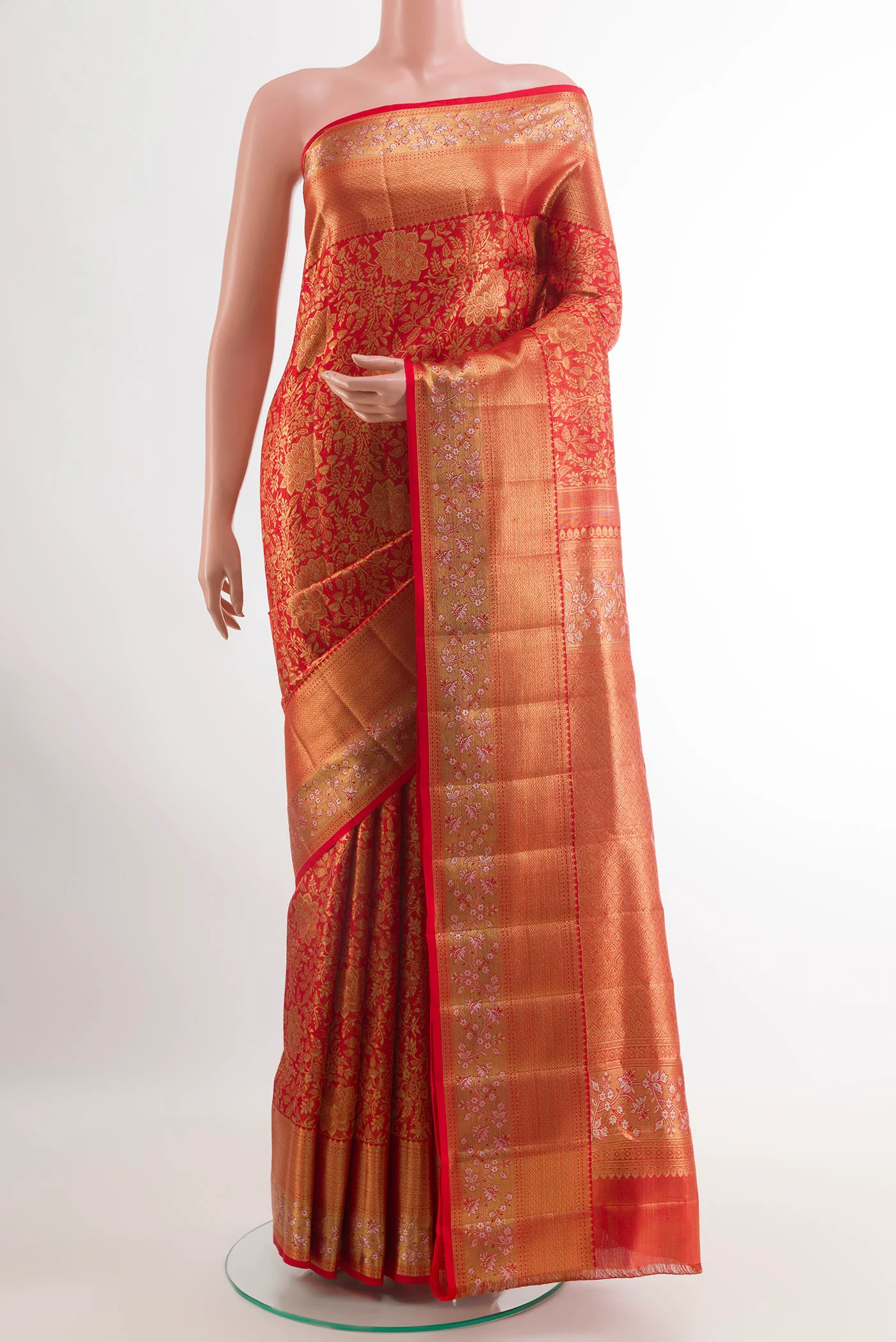 Red Kanjivaram Tissue Silk Saree