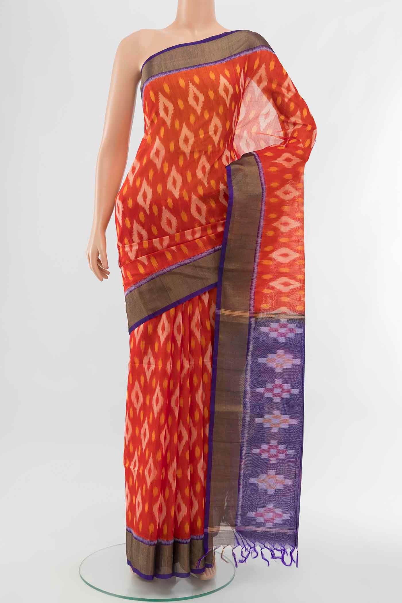 Red Kora Cotton Saree