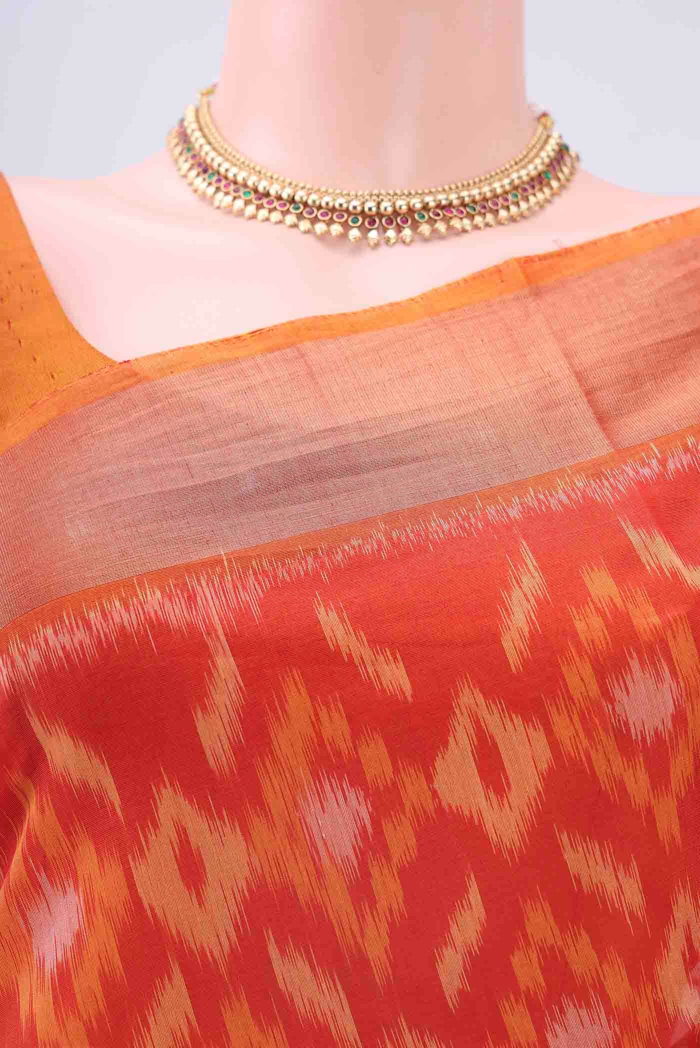 Orange Silk Cotton Saree - Image 2
