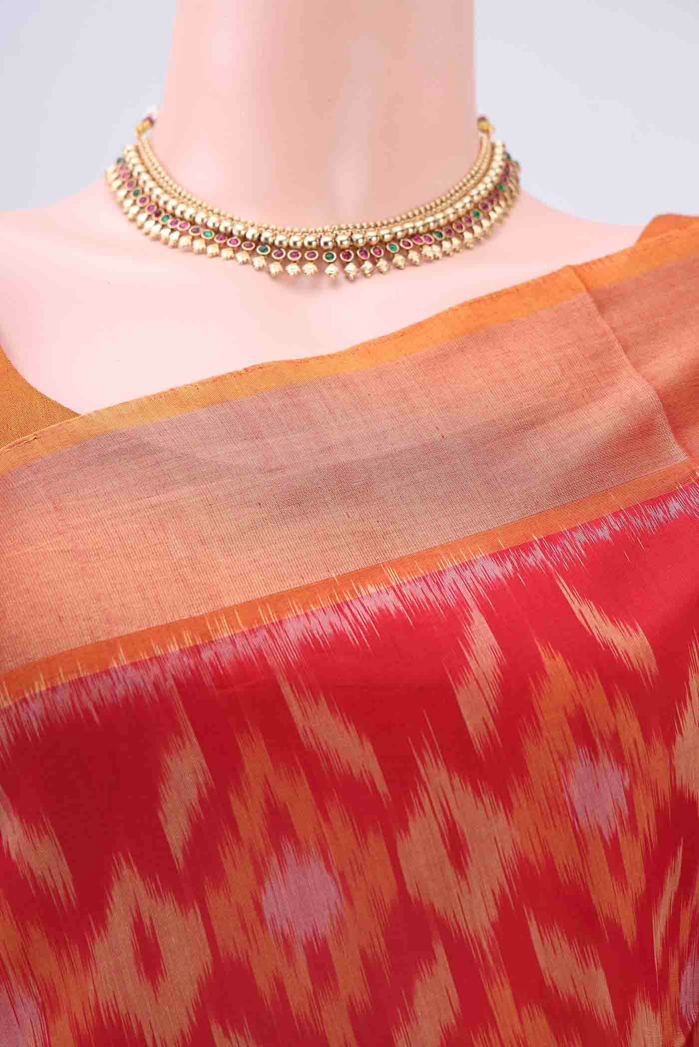 Red Kora Cotton Saree - Image 2