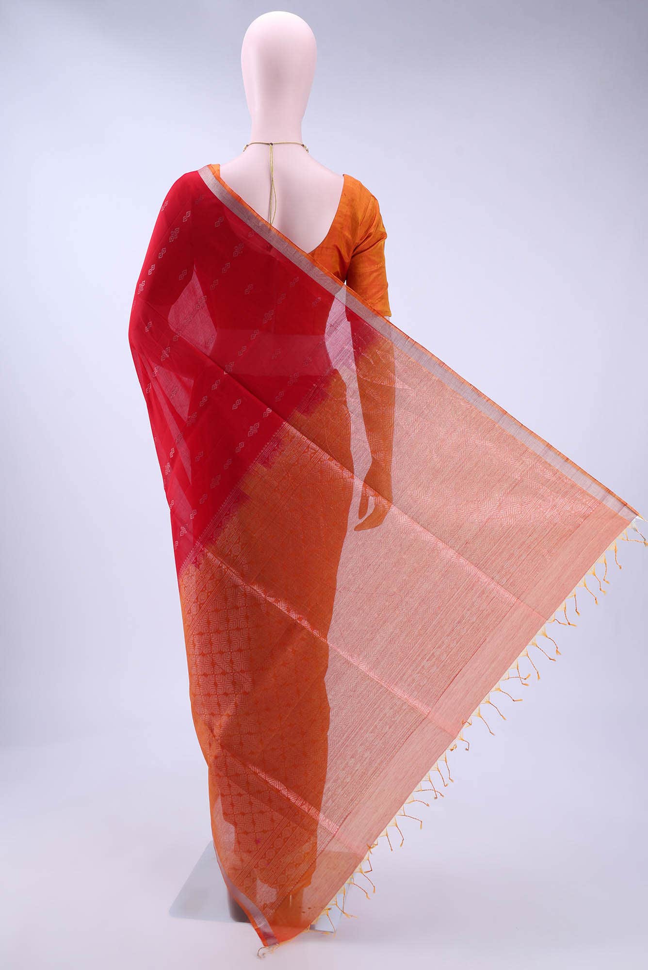 Red Kota Cotton Saree - Image 2
