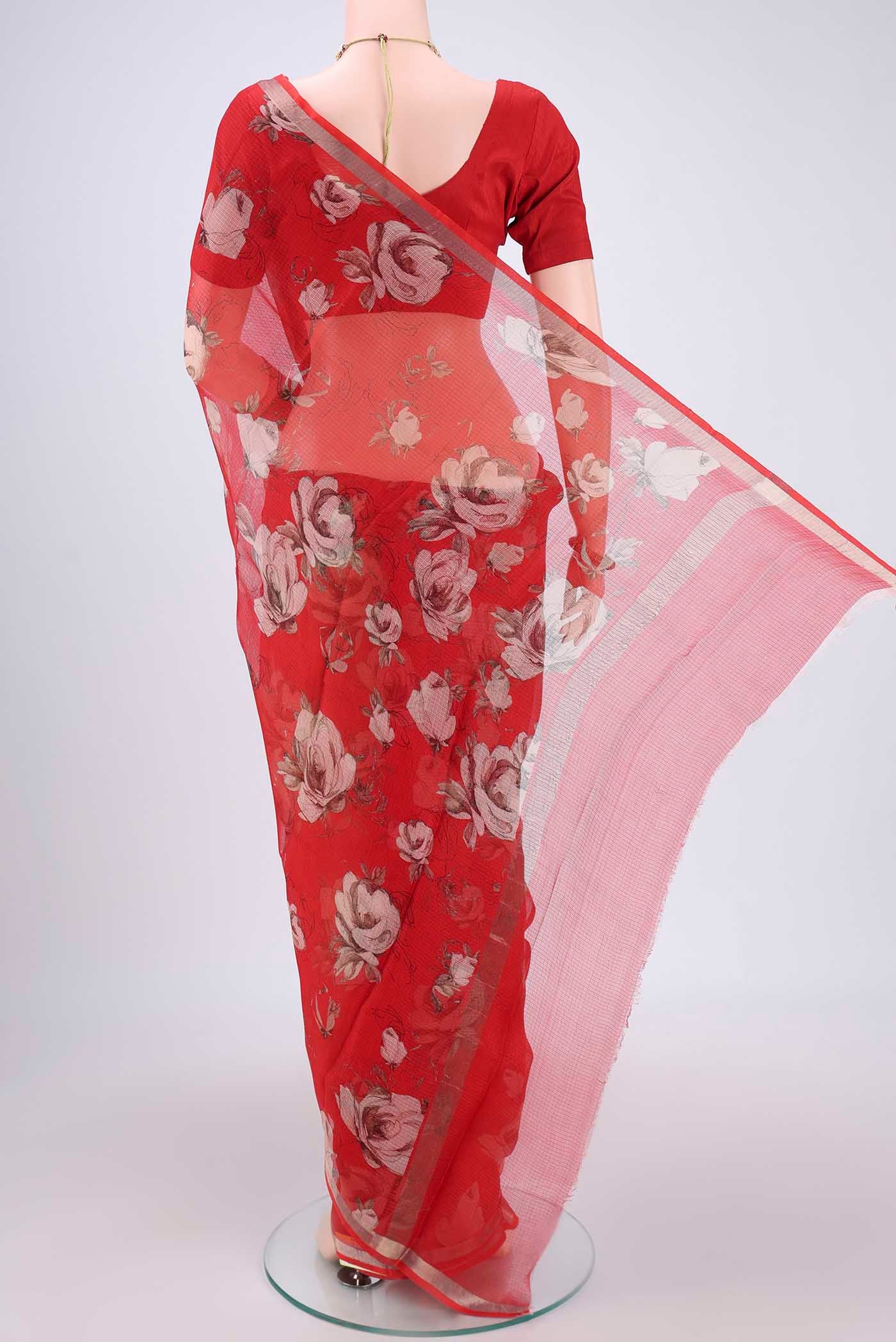 Red Kota Silk Saree - Image 3