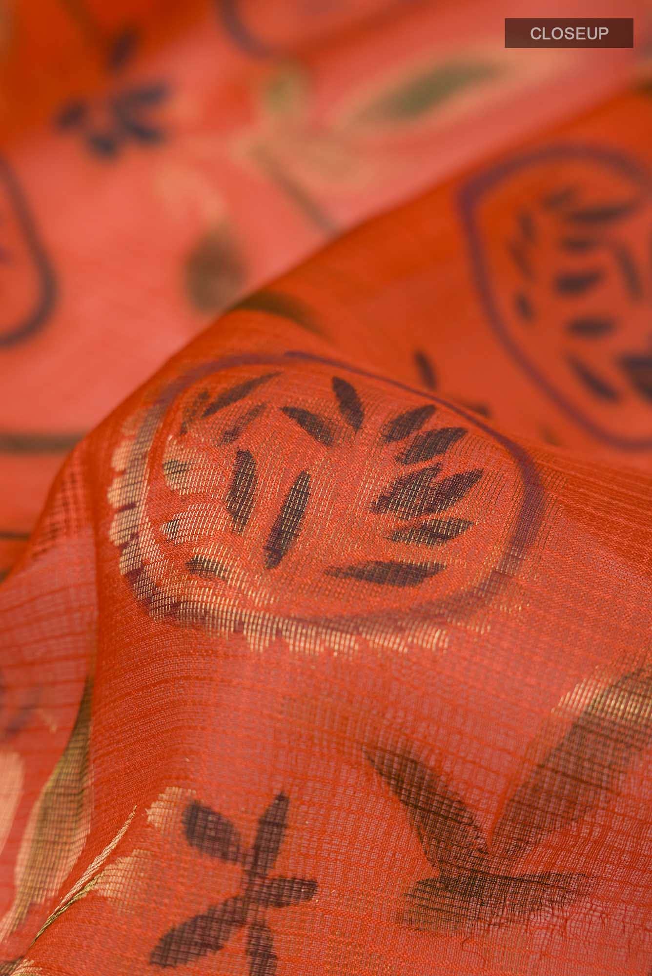 Orange Kota Silk Saree - Image 2