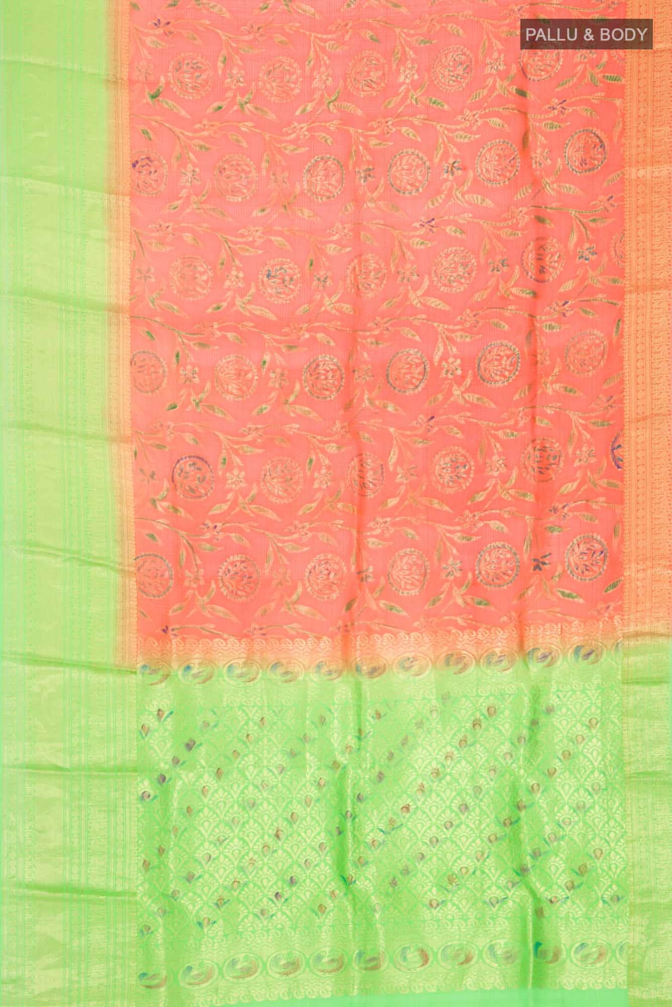 Orange Kota Silk Saree - Image 3