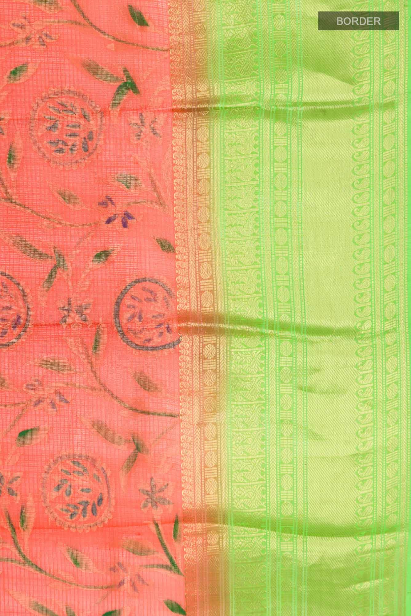 Orange Kota Silk Saree - Image 4