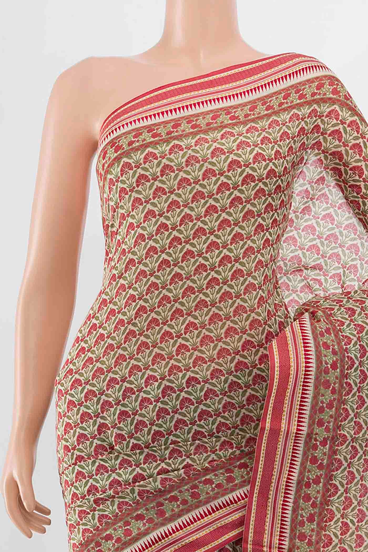 Cream Tussar Silk Saree - Image 2