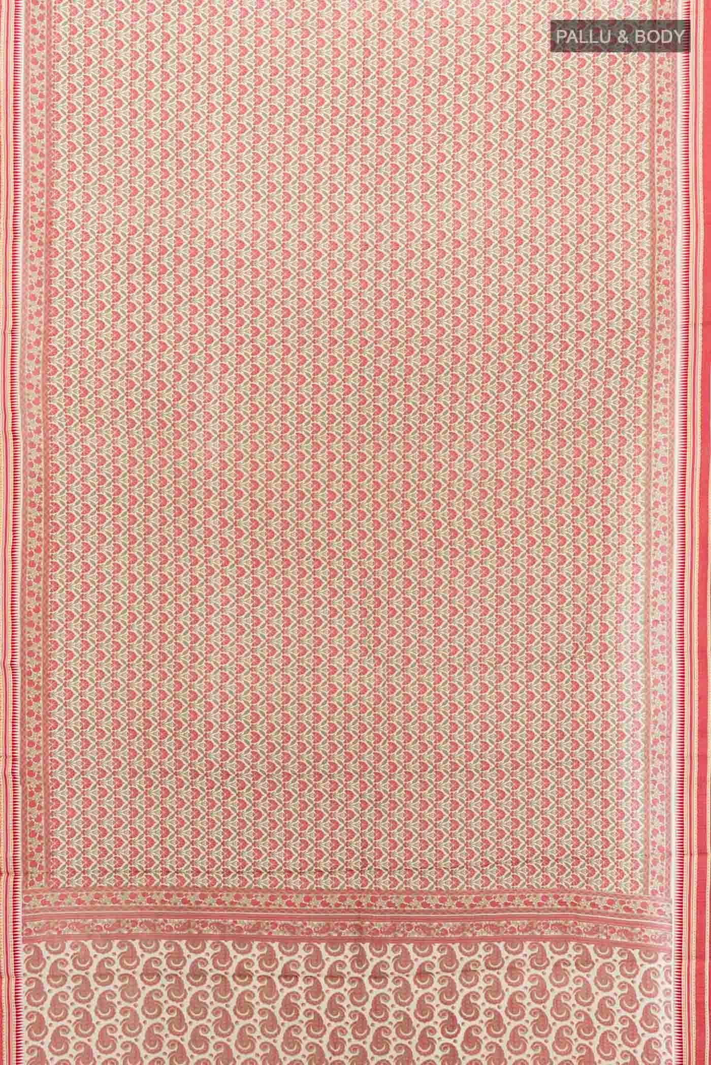 Cream Tussar Silk Saree - Image 5