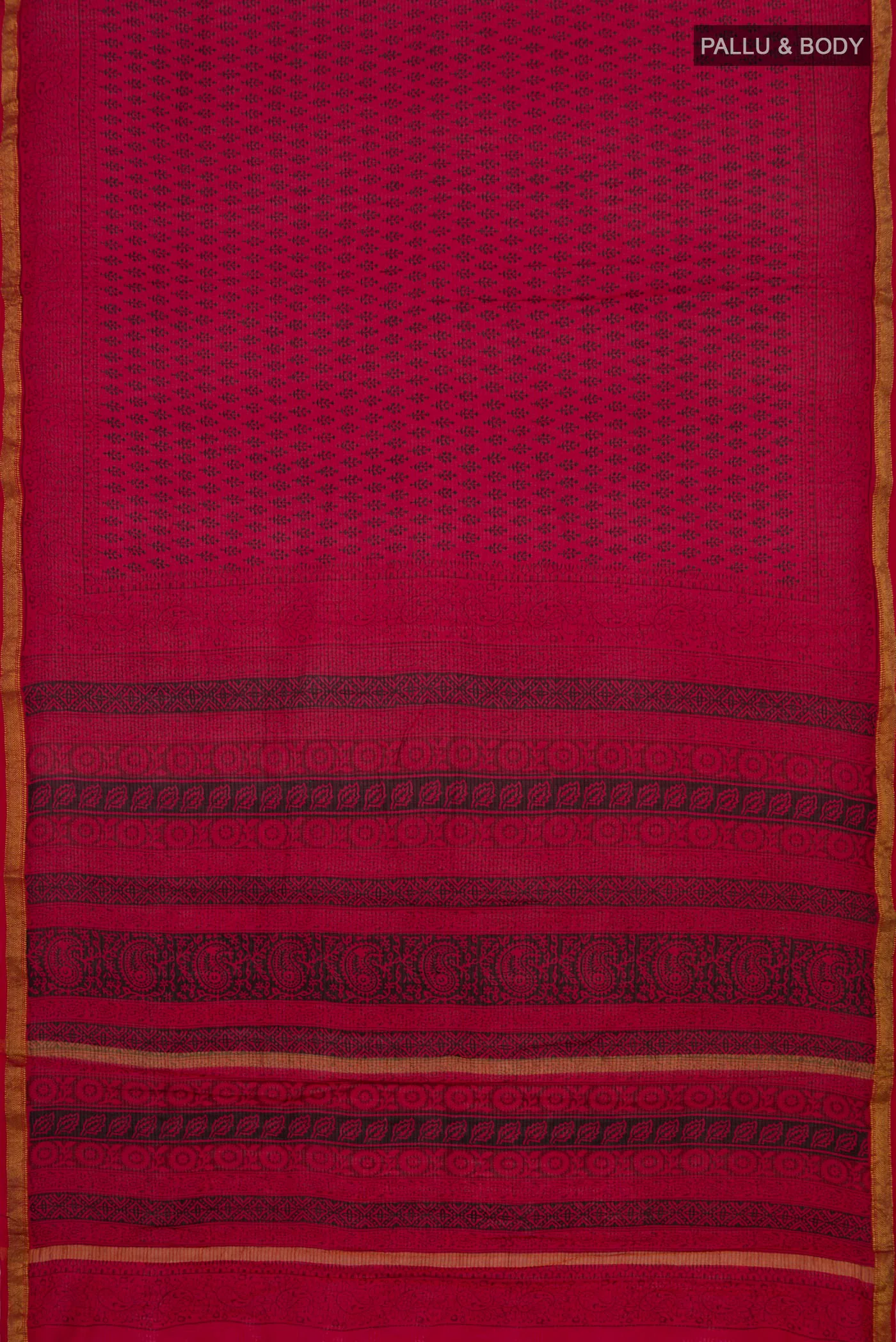 Red Maheshwari Silk Cotton Saree - Image 5