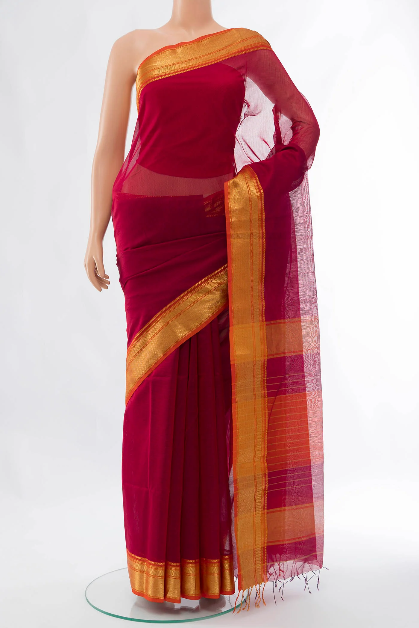 Pink Maheshwari Silk Cotton Saree