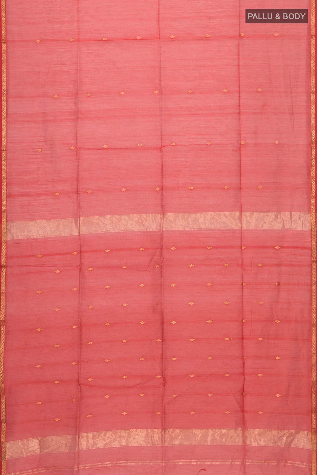 Red Maheshwari Silk Cotton Saree - Image 2
