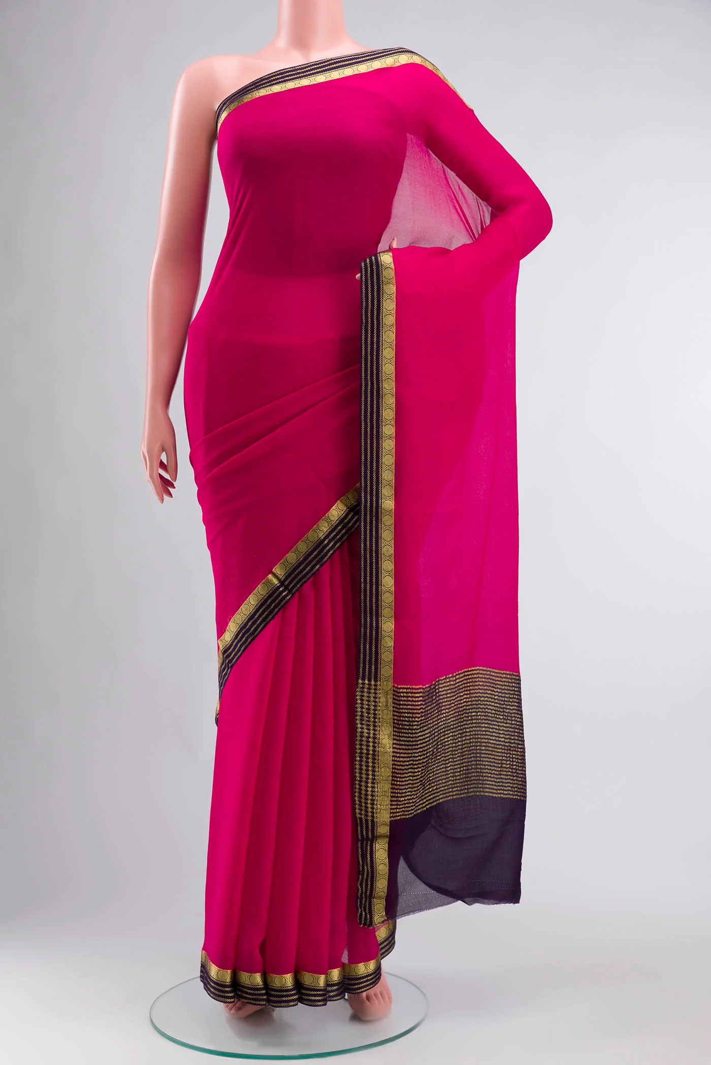 Pink Mysore Chiffon Saree