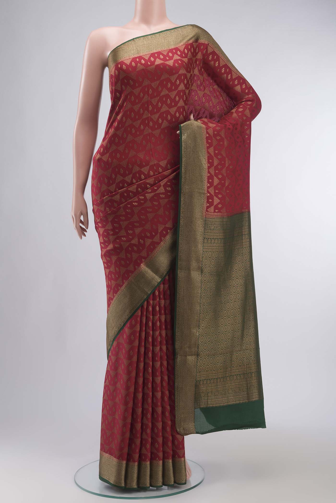 Maroon Mysore Crepe Saree
