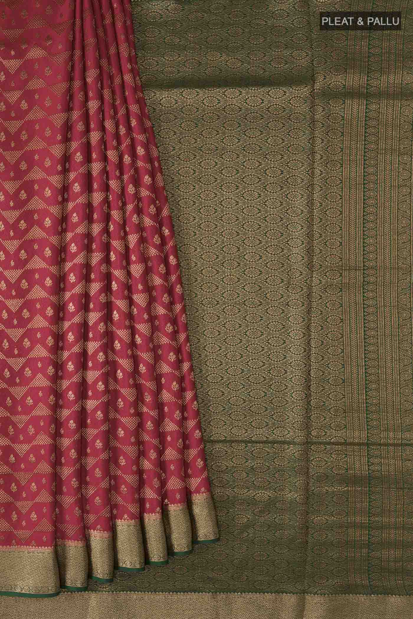 Maroon Mysore Crepe Saree - Image 4