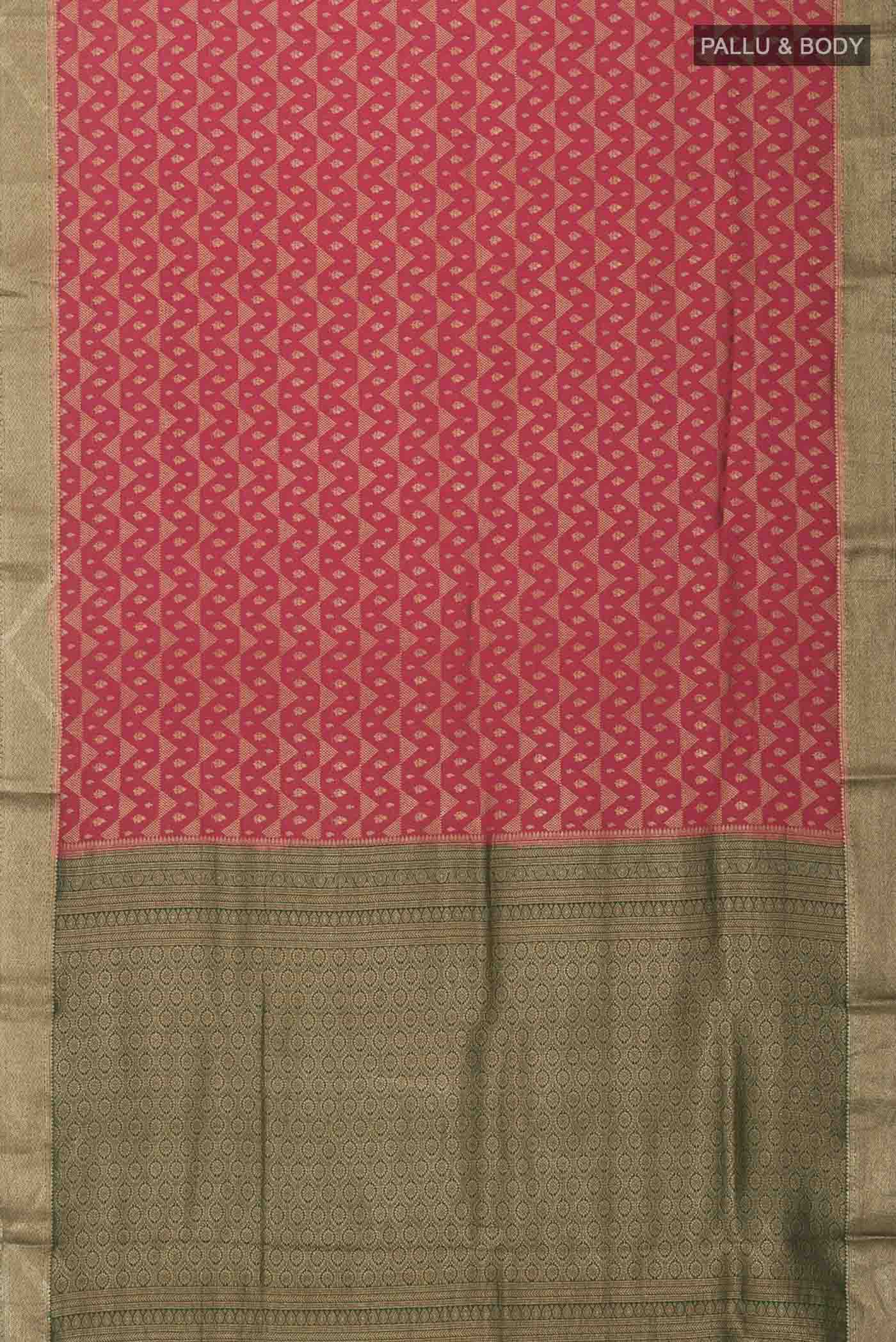 Maroon Mysore Crepe Saree - Image 6