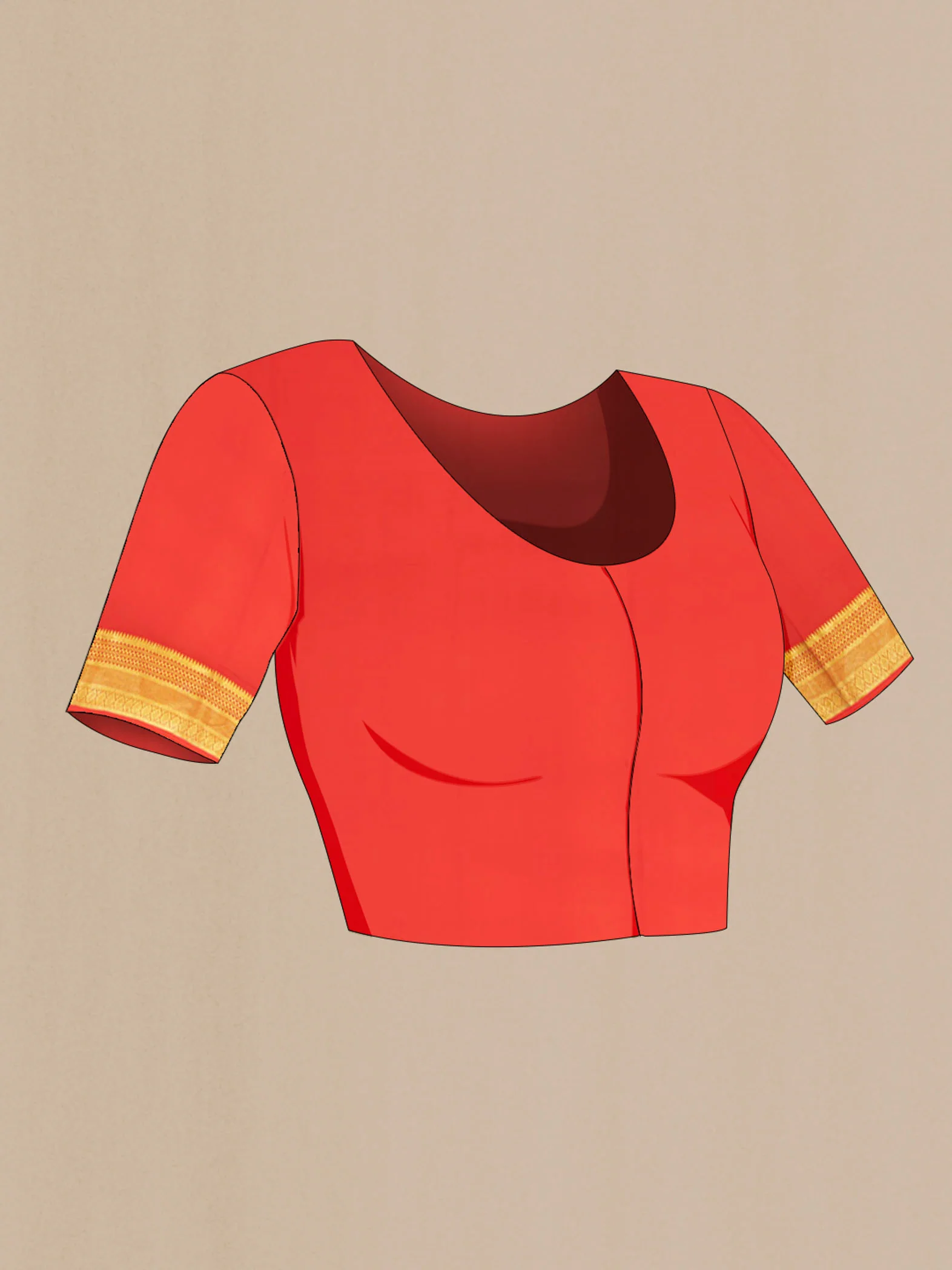 Red Mysore Crepe Saree - Image 2