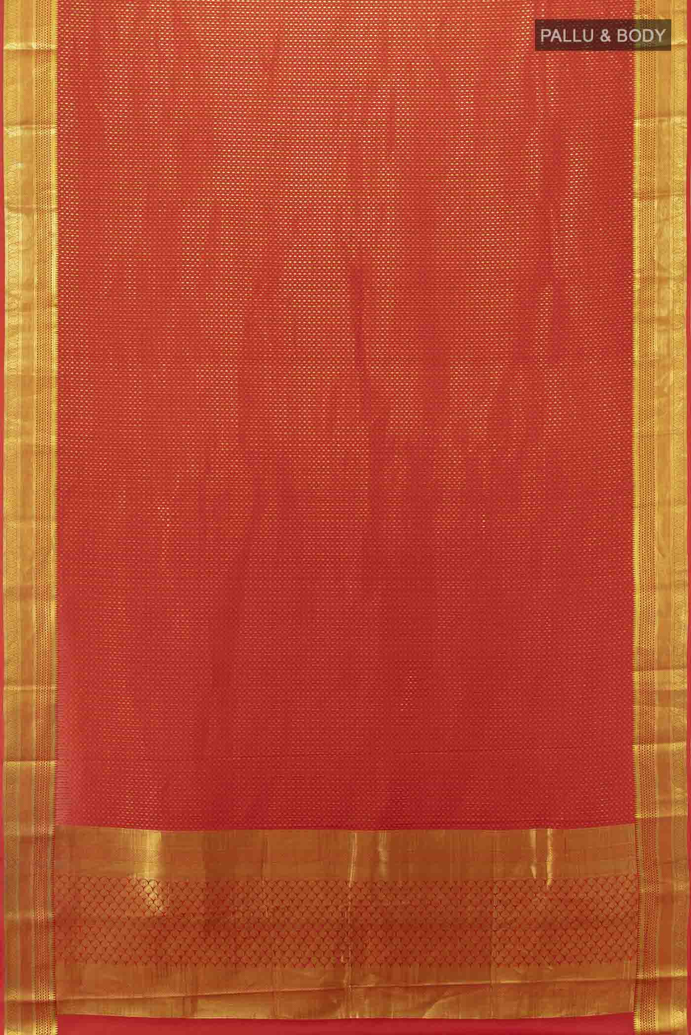 Red Mysore Crepe Saree - Image 3