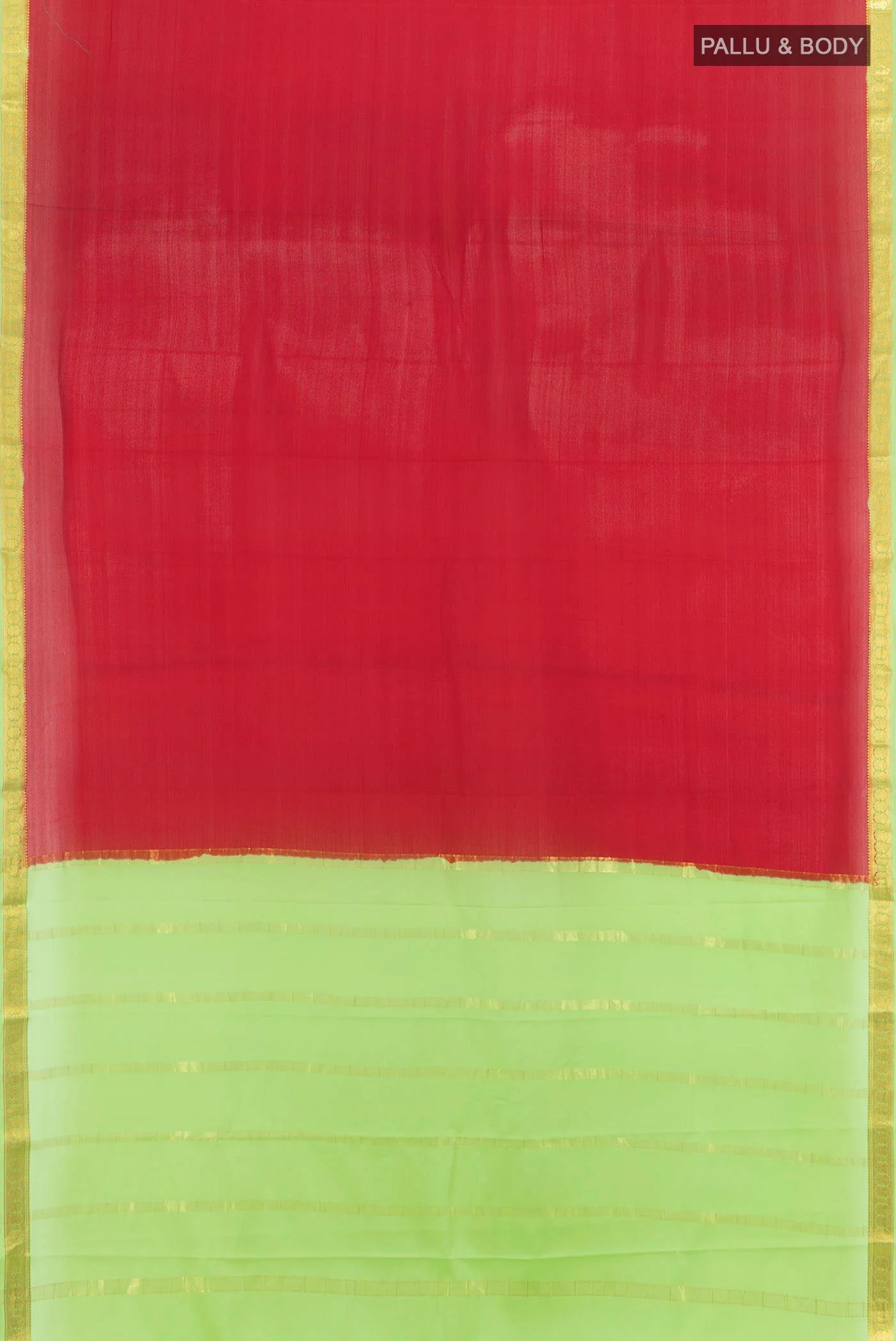 Red Mysore Crepe Saree - Image 5