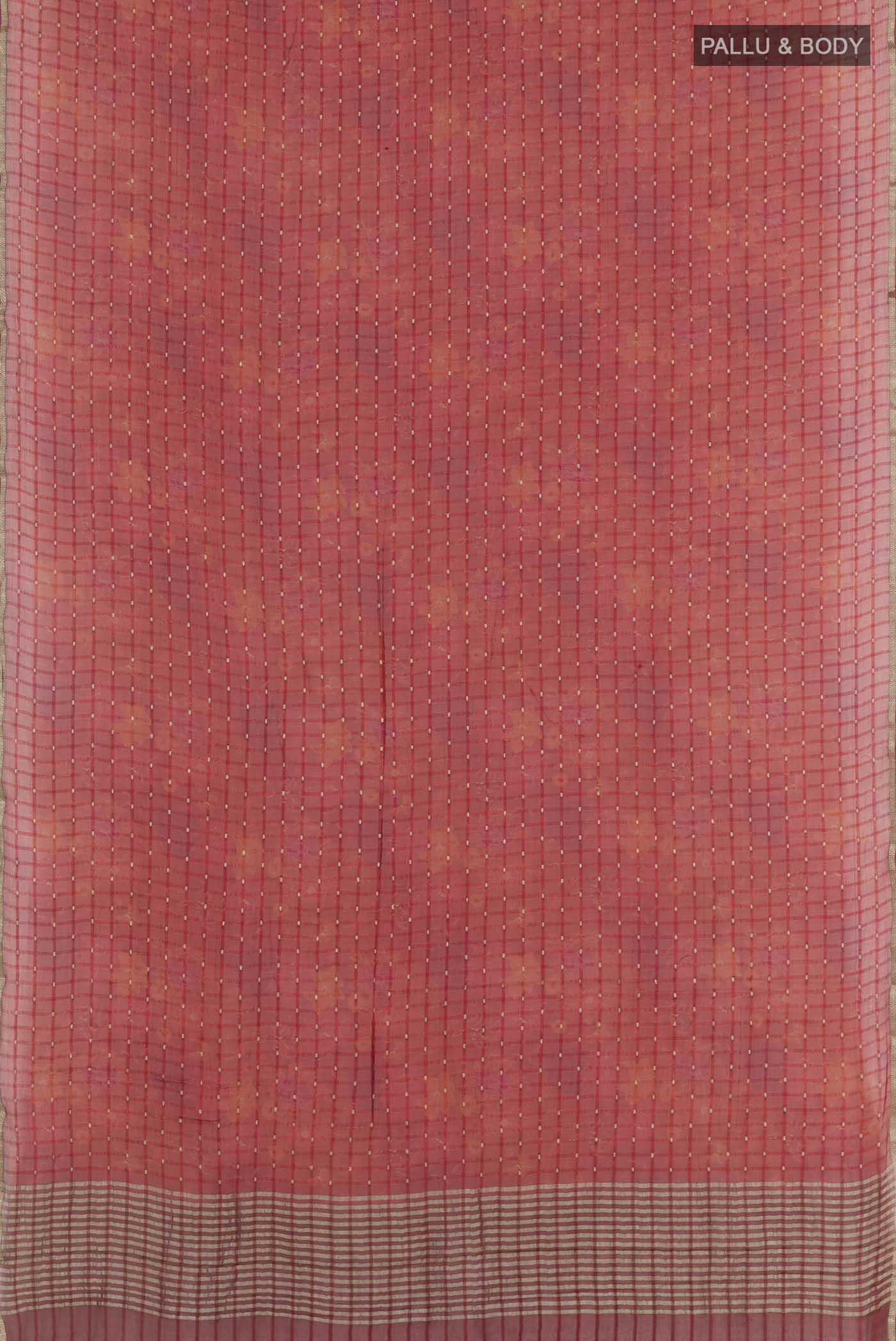 Red Mysore Chiffon Saree - Image 3