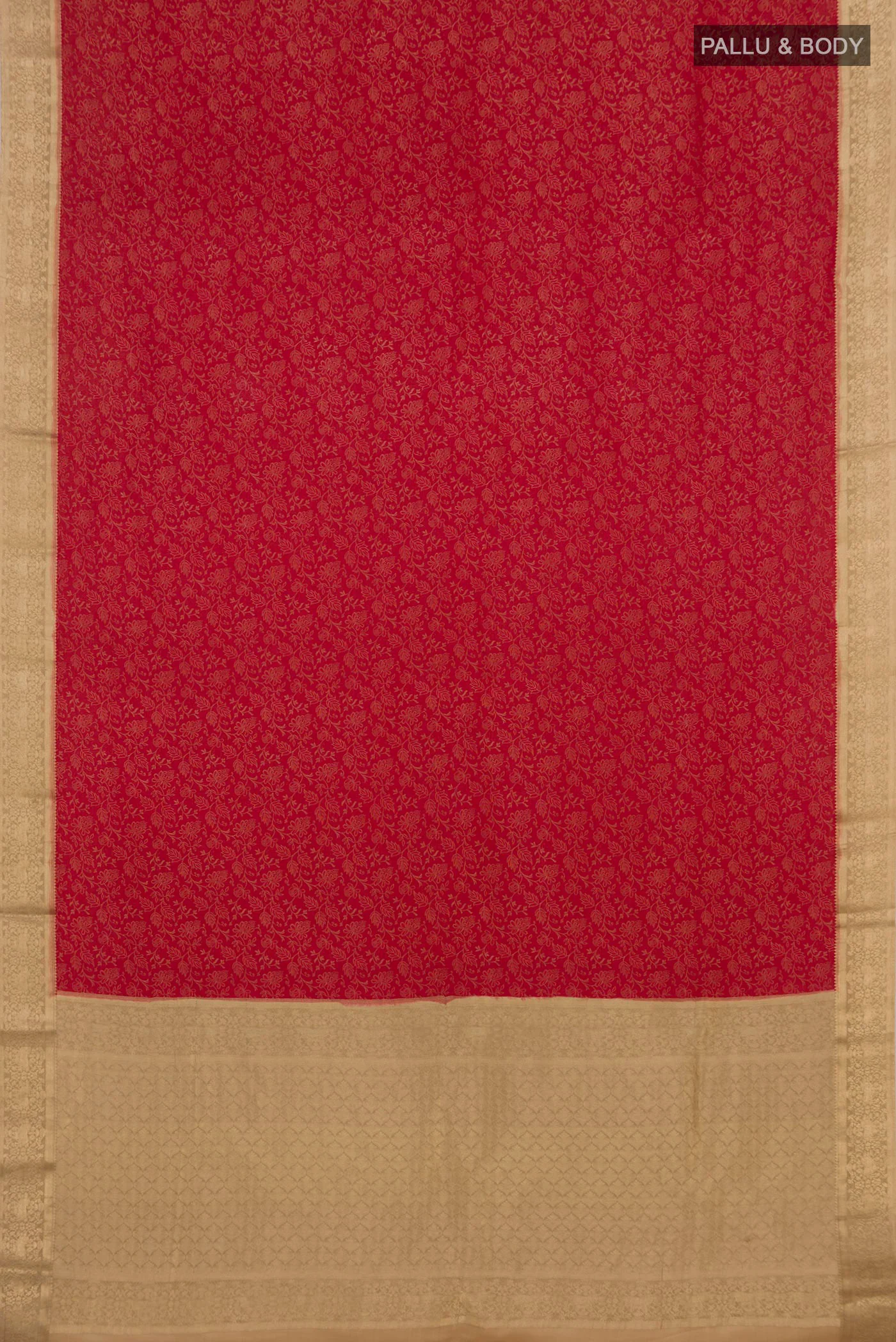 Red Mysore Crepe Saree - Image 5