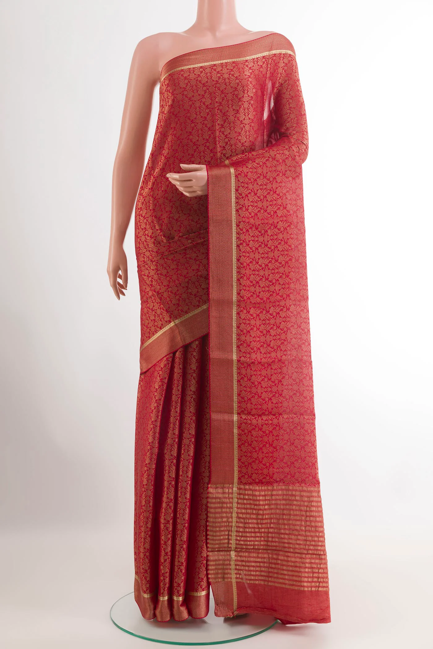Red Mysore Georgette Saree