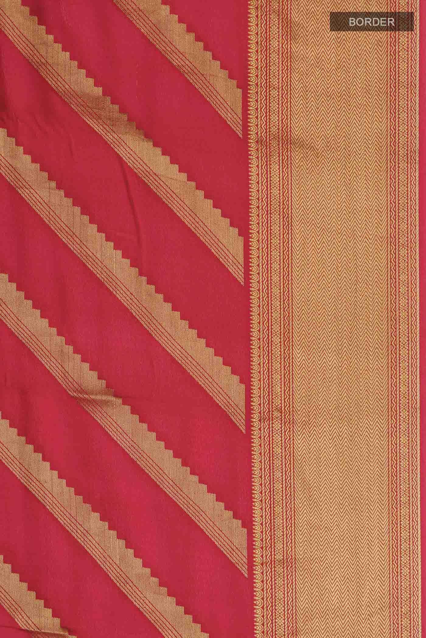Red Mysore Crepe Saree - Image 4