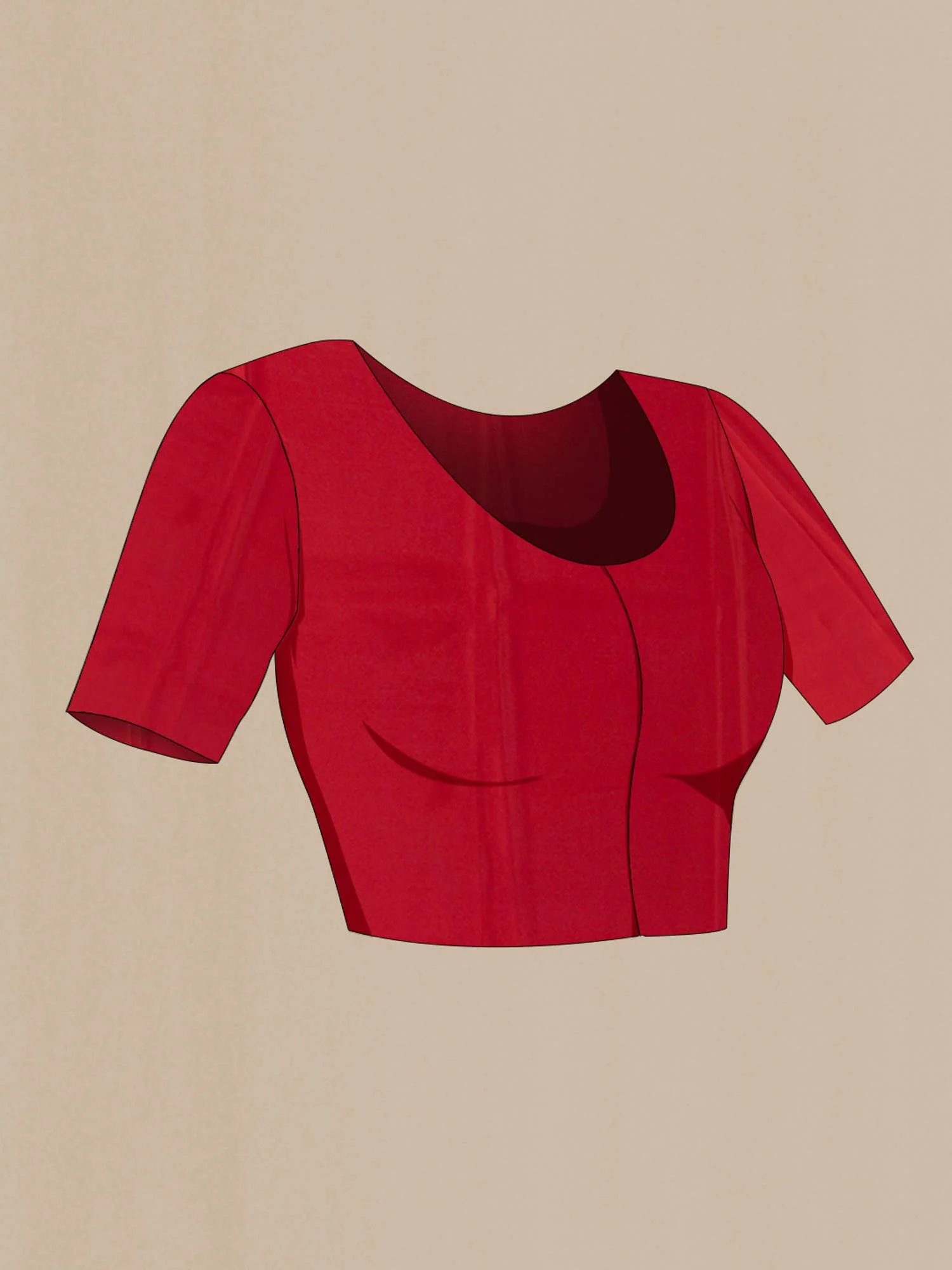 Red Mysore Crepe Saree - Image 5