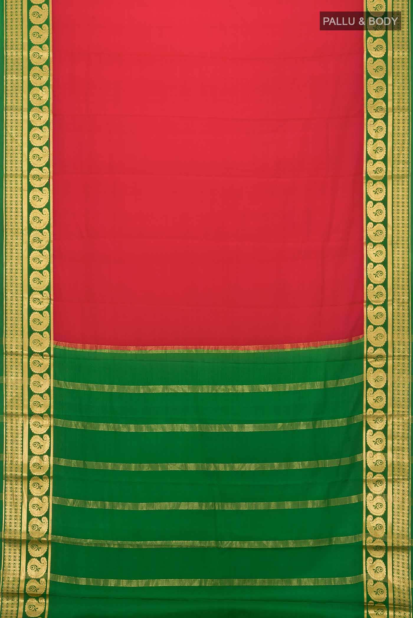 Red Mysore Crepe Saree - Image 3