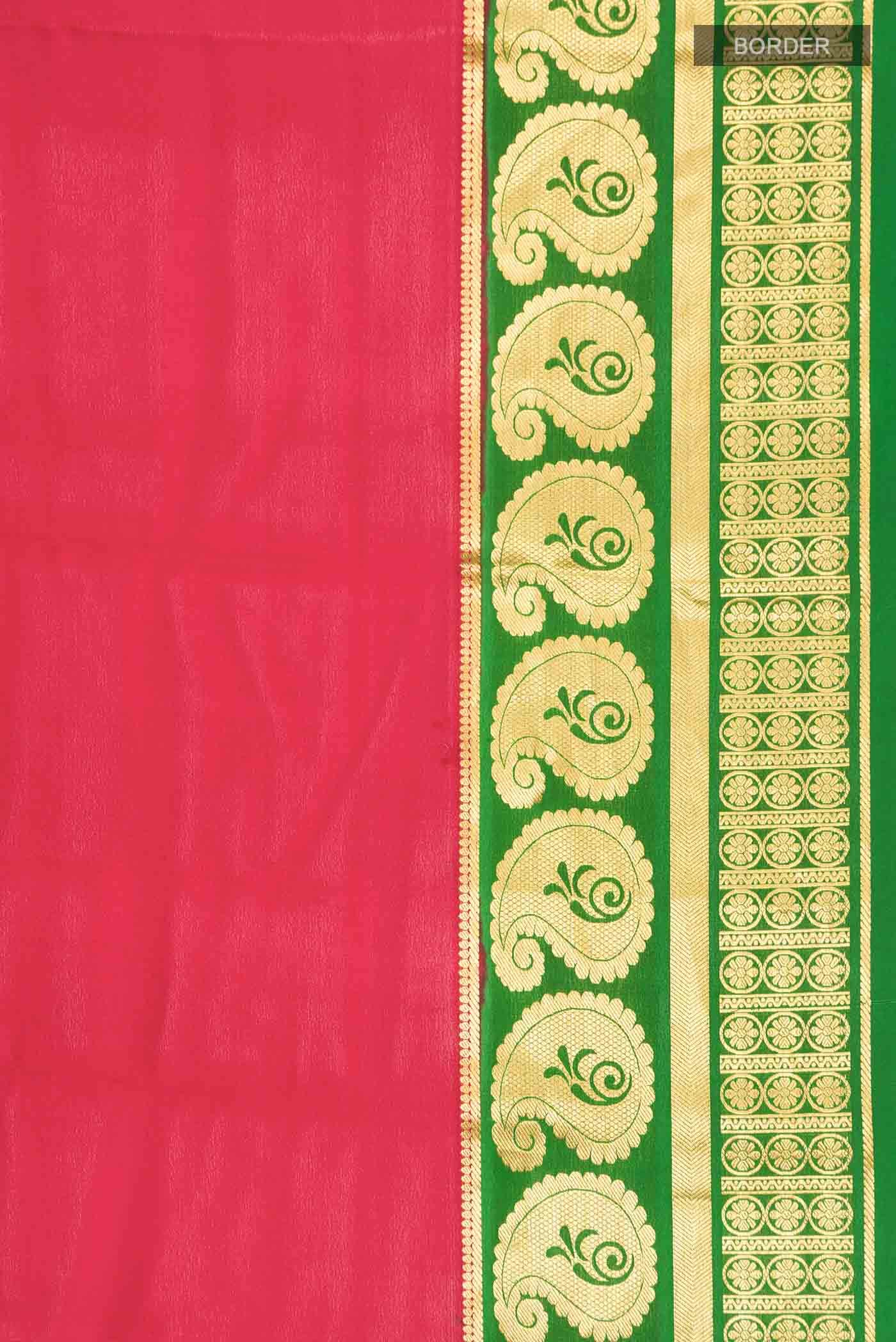 Red Mysore Crepe Saree - Image 4