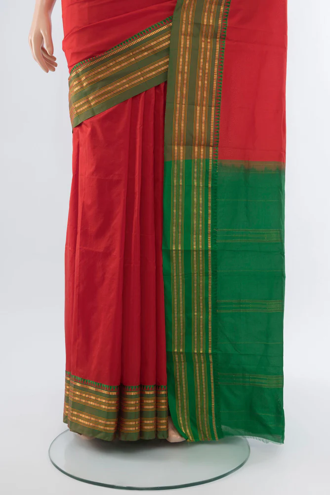 Red Narayanpet Silk Saree - Image 3