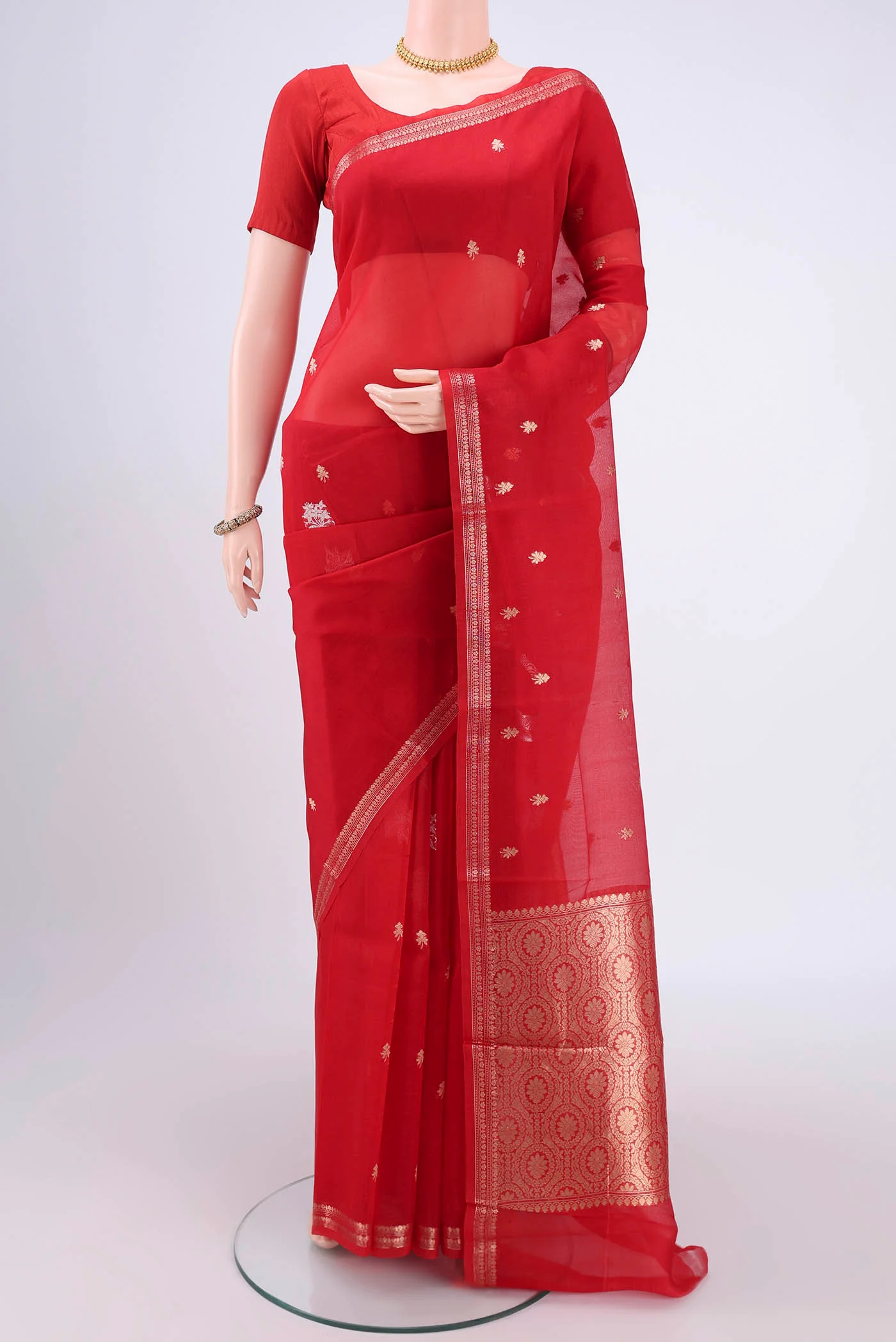 Red Organza Silk Saree