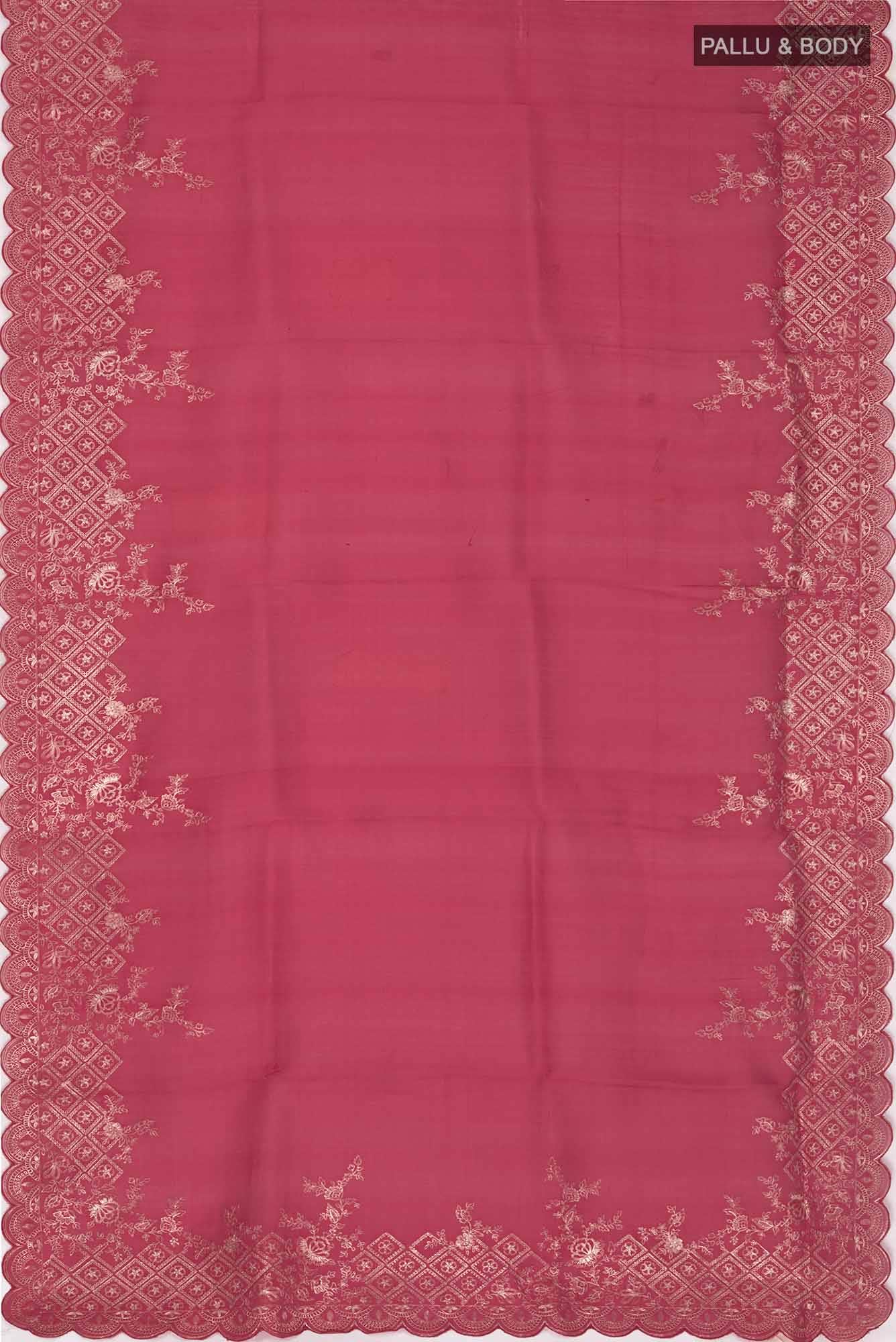 Maroon Organza Silk Saree - Image 4