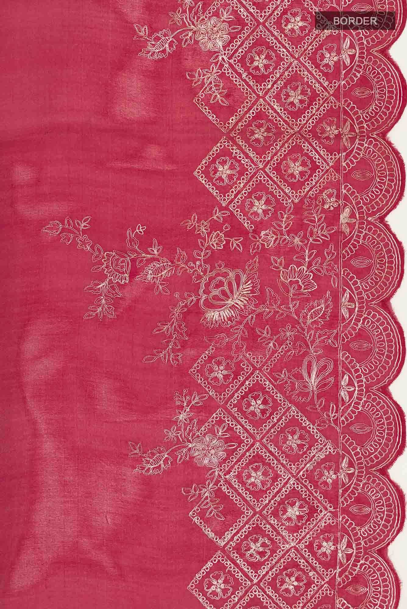 Maroon Organza Silk Saree - Image 5