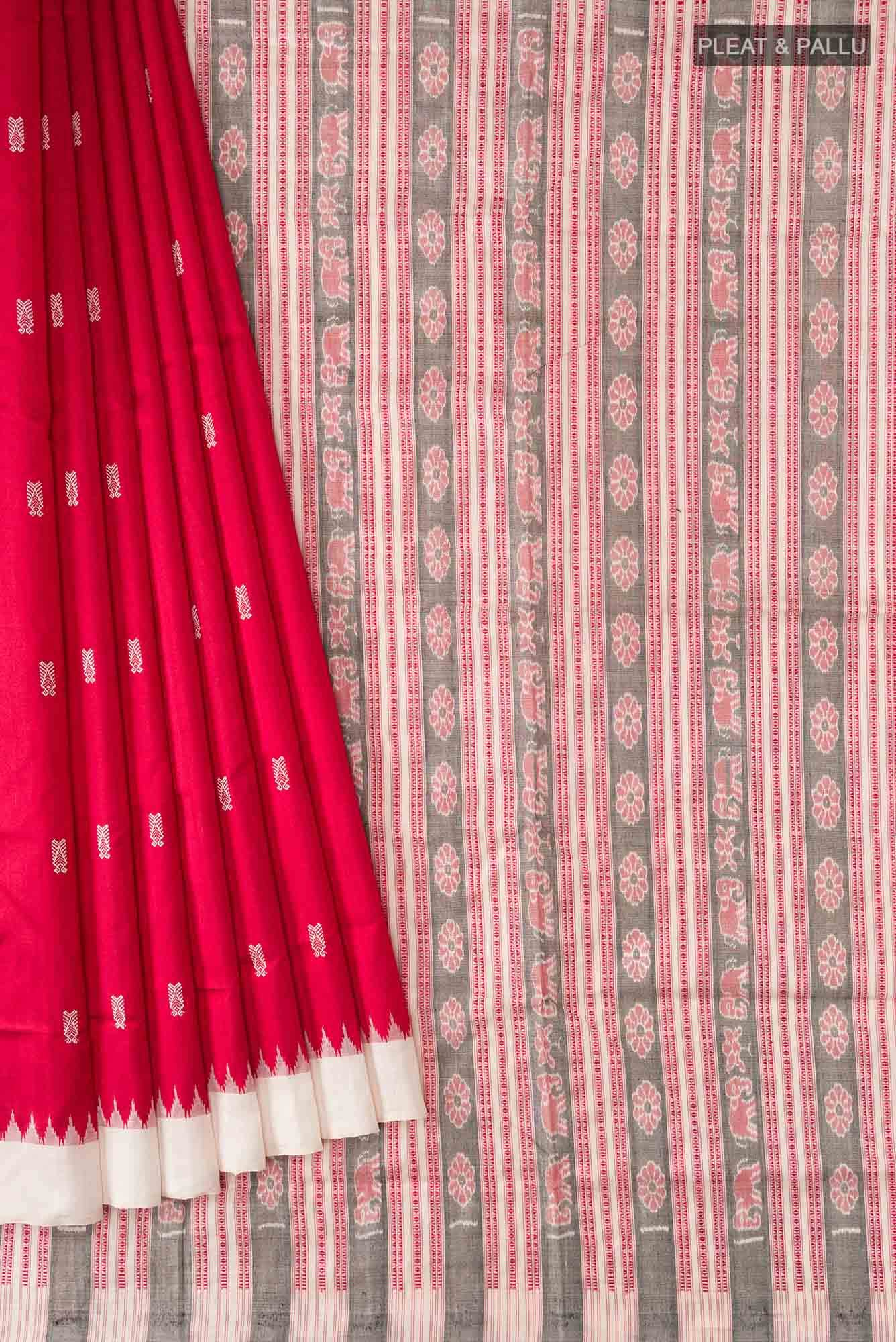 Red Orissa Silk Saree - Image 2