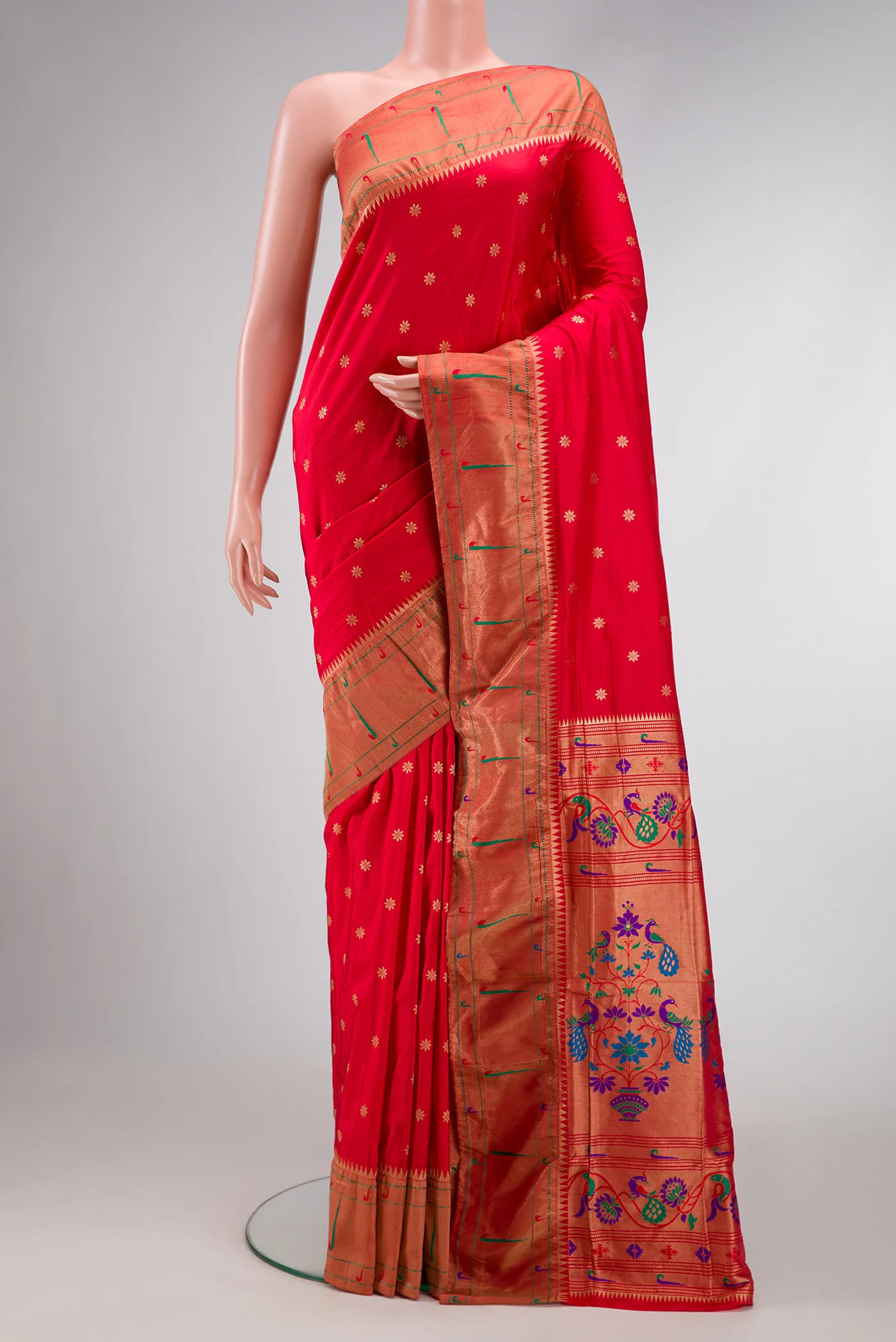Red Paithani Silk Saree