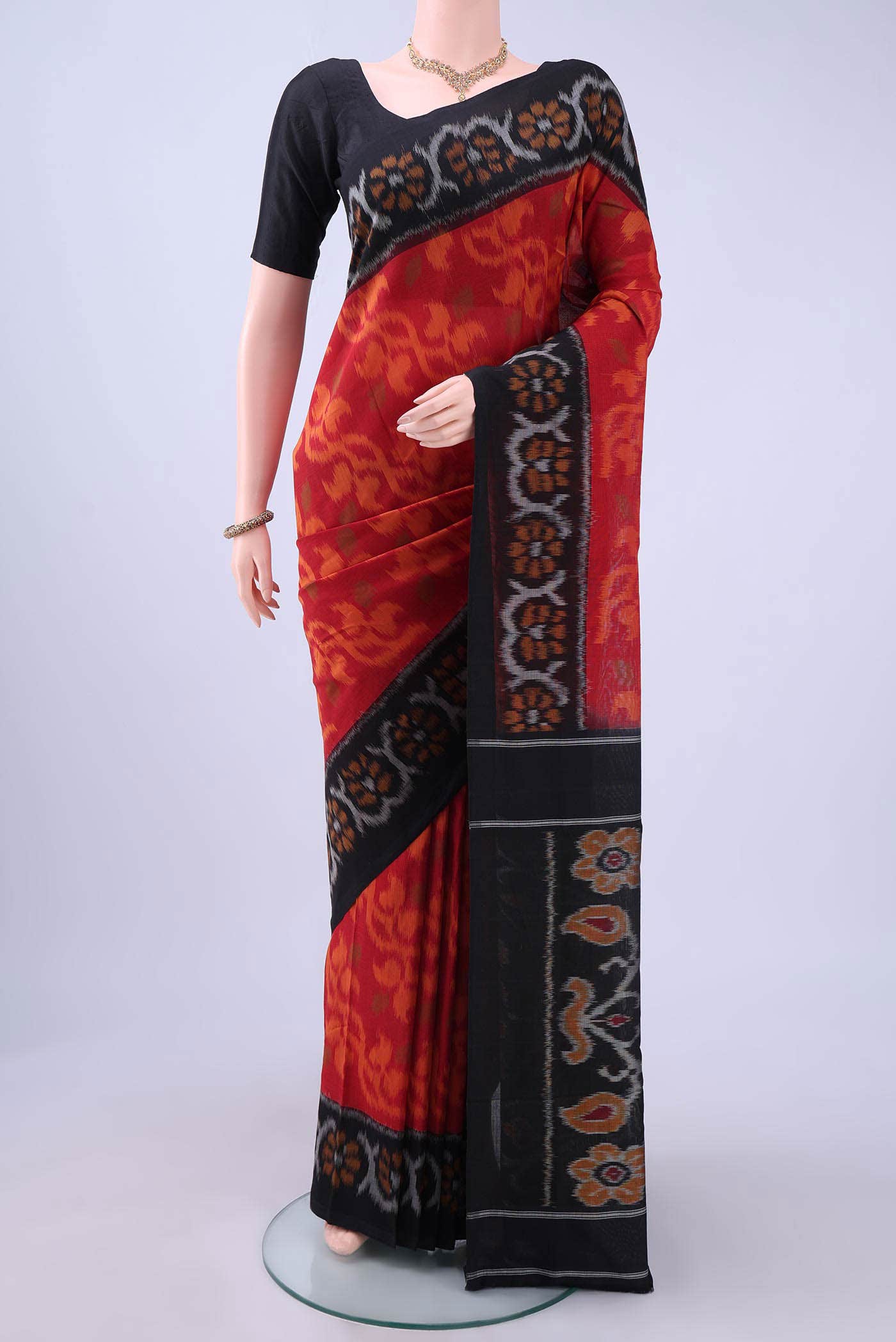 Red Pochampally Cotton Saree