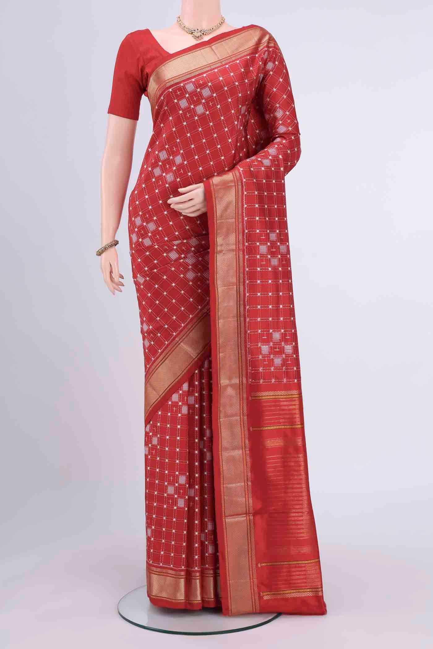Maroon Pochampally Silk Saree