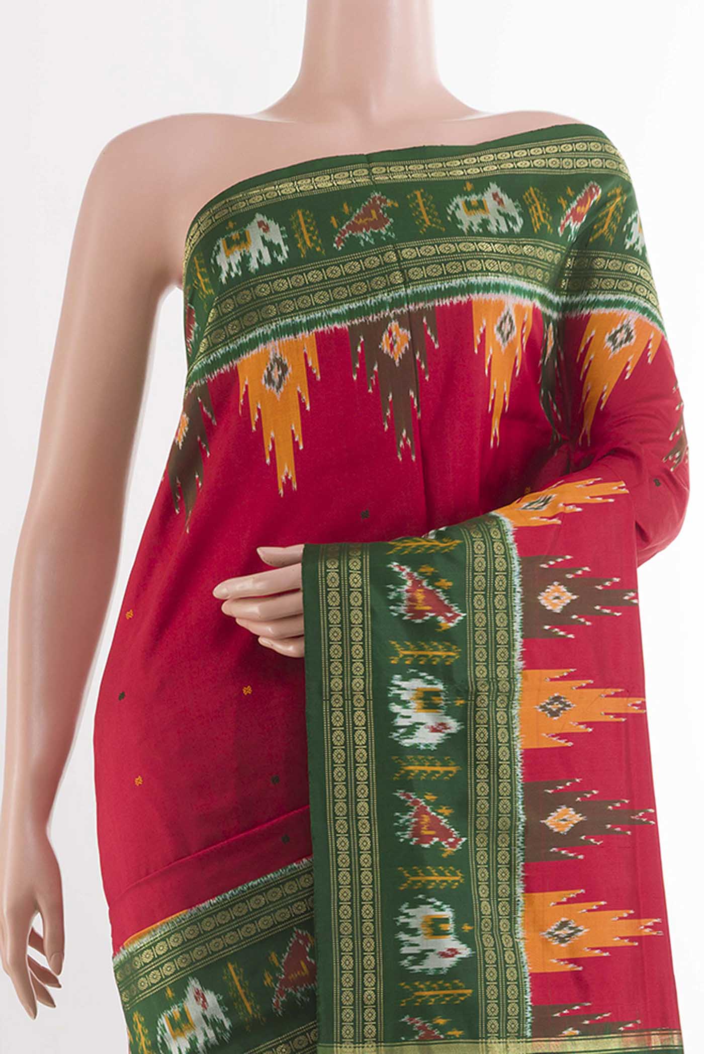 Red Pochampally Saree - Image 2